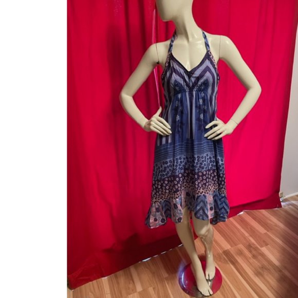 Twelfth Street by Cynthia Vincent Silk Scarf Halter Dress Small - Picture 2 of 8